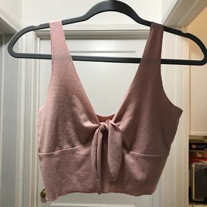 Ribbed pink cropped tank